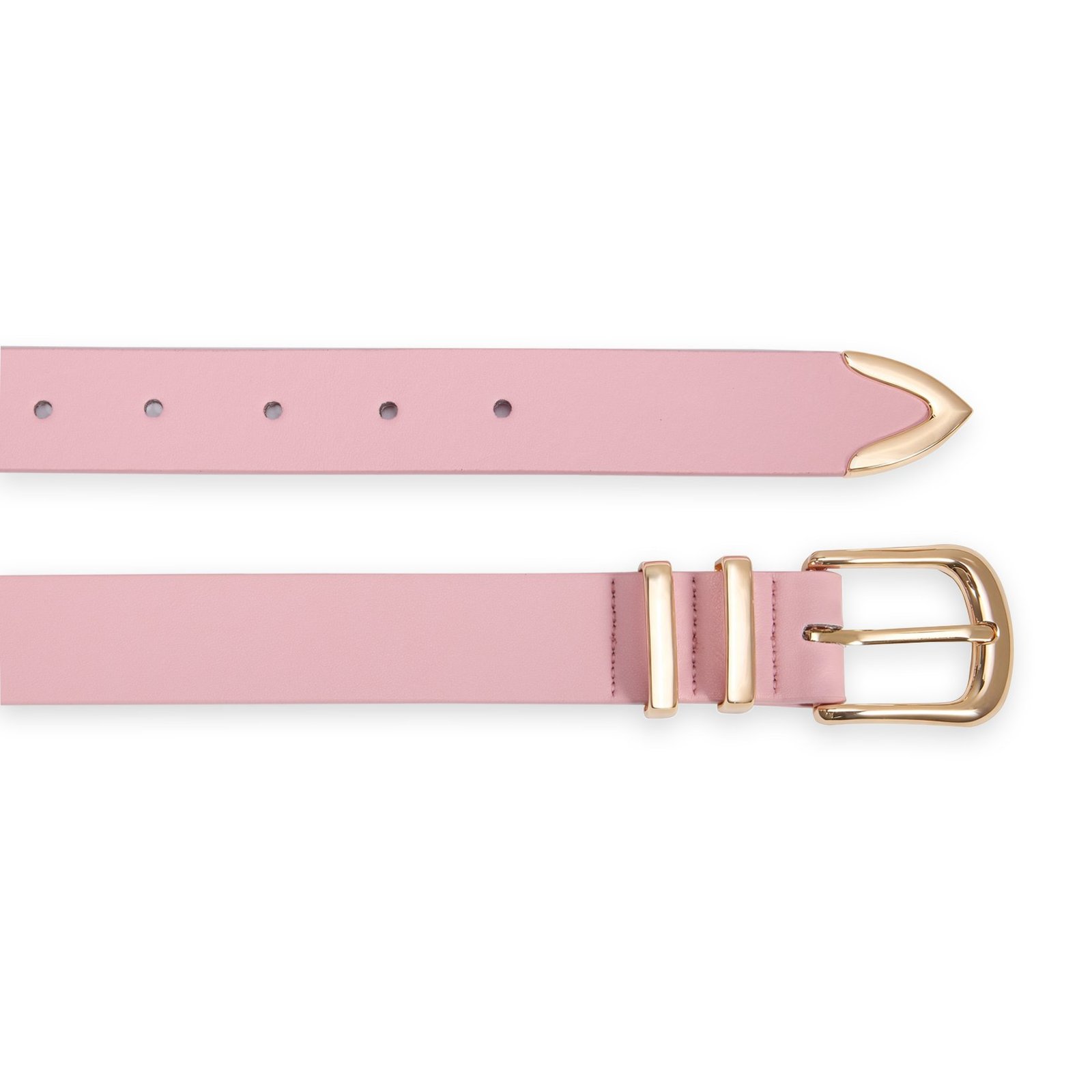 Women’s Faux Leather Pink Belt with Gold Buckle - Image 3